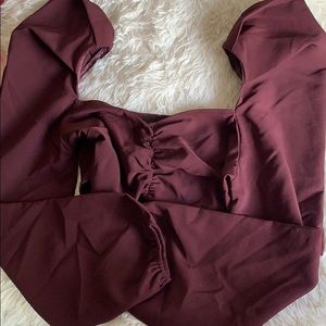 Missguided- Burgundy Shoulder Top